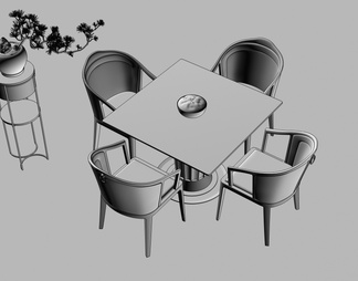桌椅组合  休闲桌椅组合 绿植