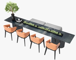 桌椅组合 休闲桌椅组合  休闲桌 休闲椅  绿植