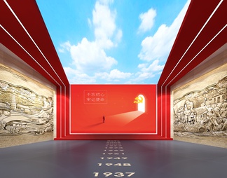党建文化展厅 革命浮雕墙 互动触摸一体机 互动拼接屏 革命场景还原