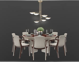 家具 餐桌餐椅摆件 餐厅灯具组合