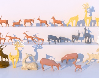 鹿 鹿群雕塑小品