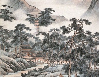 中式山水国画挂画新中式装饰画壁纸壁画 (22)