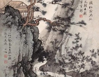 中式山水国画挂画壁纸壁画