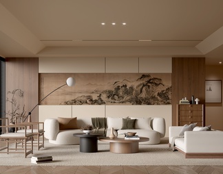 客厅 沙发茶几组合 休闲沙发椅 装饰 饰品摆件 背景墙