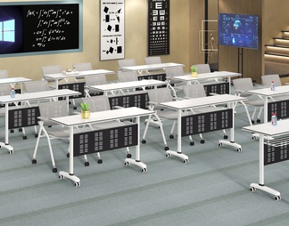 会议室 培训室 办公桌椅 培训桌地毯讲台外景黑板盆栽