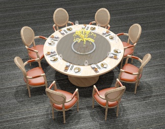 圆桌椅组合  圆桌 包间餐桌椅