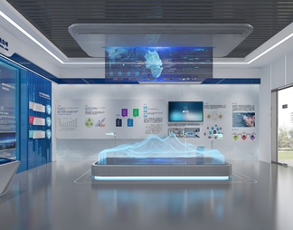 科技企业展厅 数字沙盘 互动触摸一体机 LED拼接屏