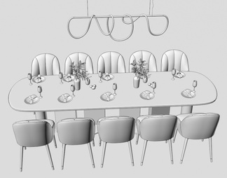 餐桌椅组合 餐厅艺术吊灯