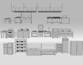 消毒柜 后厨设备组合 中央厨房不锈钢 冷藏柜 蒸箱烤箱 水池 灶台 操作台