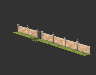 围墙 围栏 围挡 院墙 院子门 铁艺门 草地