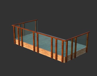 别墅阳台木制玻璃护栏围栏
