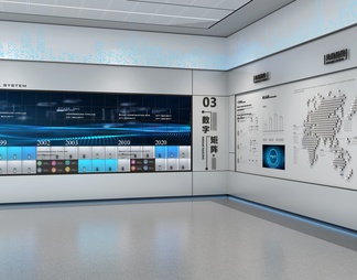 科技展厅 文化墙 多媒体世界地图