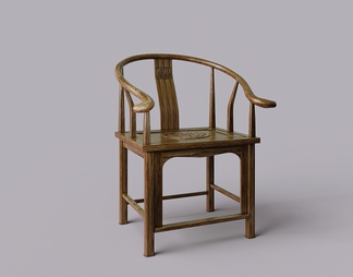 榆木雕花圈椅 单椅 实木椅子