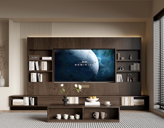 电视柜 电视背景墙 电视柜 休闲椅 茶几 极简风电视背景墙