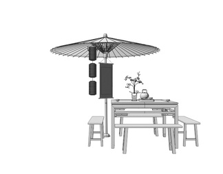 八仙桌 餐桌椅 遮阳伞