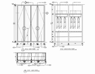 四套衣帽间衣柜及内部结构施工详图