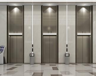 电梯厅  电梯间  垃圾桶 电梯