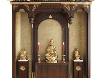 佛龛 神龛 神柜 祭台 供奉台 香炉 蜡烛台 财神像 佛像
