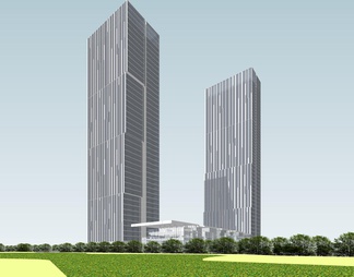 200米超高层办公楼总部商业街