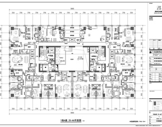 200米超高层办公楼全各层平立剖面（隐藏式开启1000+1000）