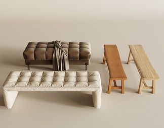 布艺沙发凳 模块沙发凳 换鞋凳 床尾凳 实木长条凳