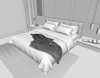 双人床 布艺床 床 卧室 吊灯 双人床 卧室