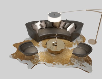 沙发茶几组合  落地灯 单椅沙发  地毯