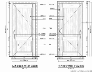 实木复合门及门套施工大样详图