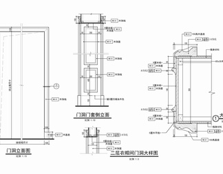 门洞门套垭口施工大样详图 门套 实木线条 木饰面门套