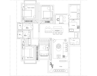 室内家装方案设计PS彩平图PSD平面图CAD户型图配套布局图