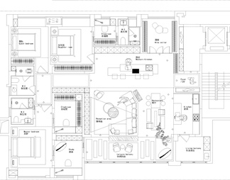 室内家装方案设计PS彩平图PSD平面图CAD户型图配套布局图