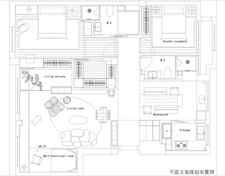 室内家装方案设计PS彩平图PSD平面图CAD户型图配套布局图