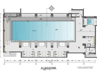 650㎡游泳池及休闲区室内装饰施工图