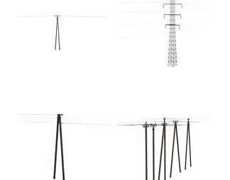 老式电线杆 高压线 电线塔
