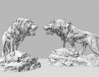 狮子雕刻 石狮子 雄狮雕刻 狮子