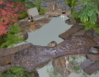 水景庭院石头叠水
