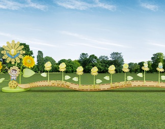 户外创意雕塑小品 向阳而生向日葵 绿色景观装置 创意磁带