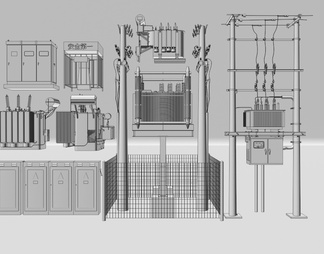 电线杆_变压器_电塔_高压电箱