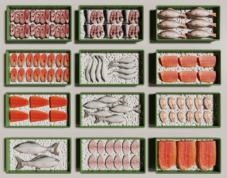 海鲜拼盘 生肉 鱼肉