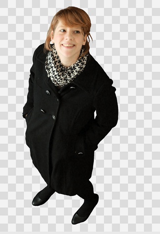 俯视抬头微笑的女人