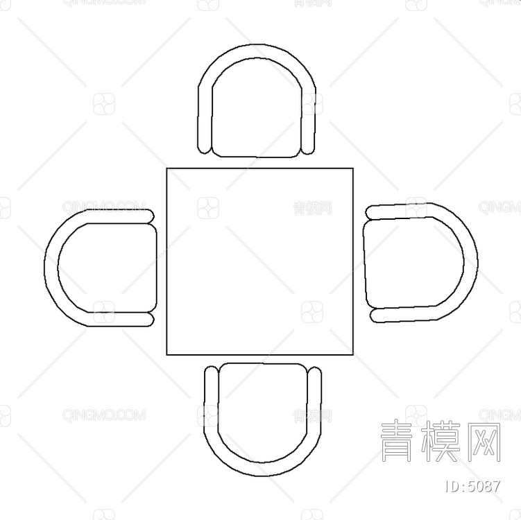 关键字: 桌家具平面cad图库 餐桌