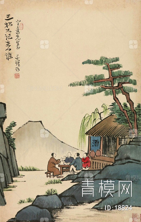 关键字: 特大尺寸灰绿黄jpg 国画特写挂画贴图库 丰子恺