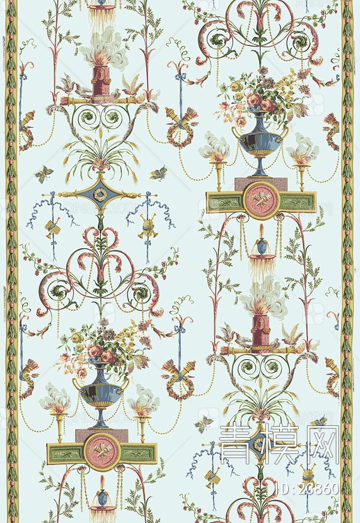 关键字: 灰白绿黄大尺寸jpg 花布布艺贴图库 古典欧式花纹布