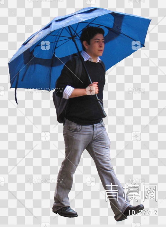 打伞的男性