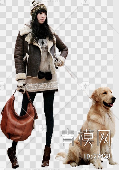 时尚生活女人与狗