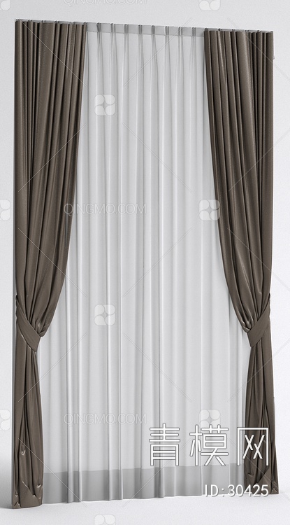 关键字: 灰白棕大尺寸jpg 窗帘饰品日用3d模型 窗帘