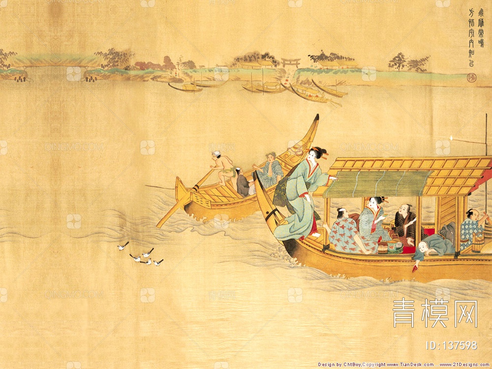 关键字: jpg大尺寸黄 日画挂画贴图库 日本侍女和服