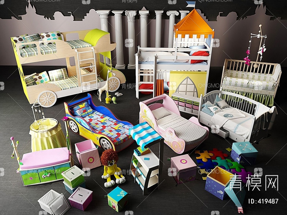 婴儿床儿童房玩具组合