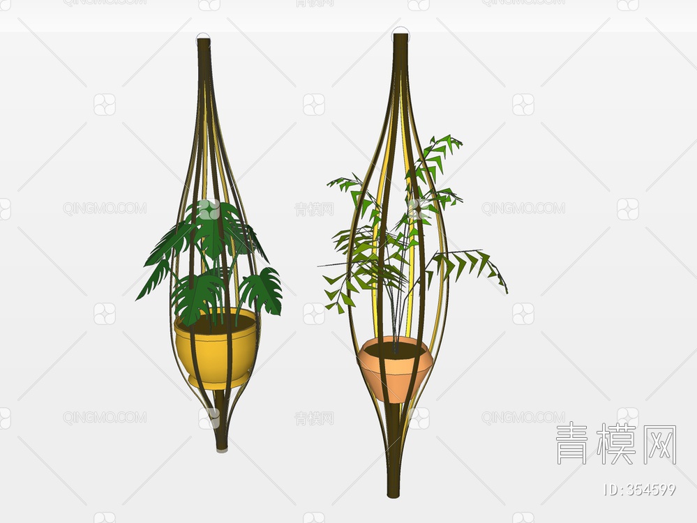 竹制品植物盆栽