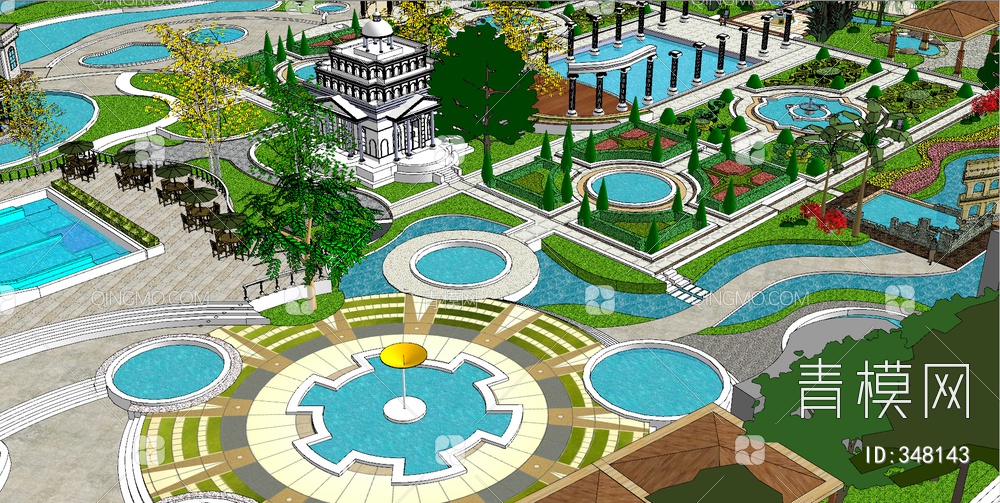 温泉区整体模型温泉SPA度假区